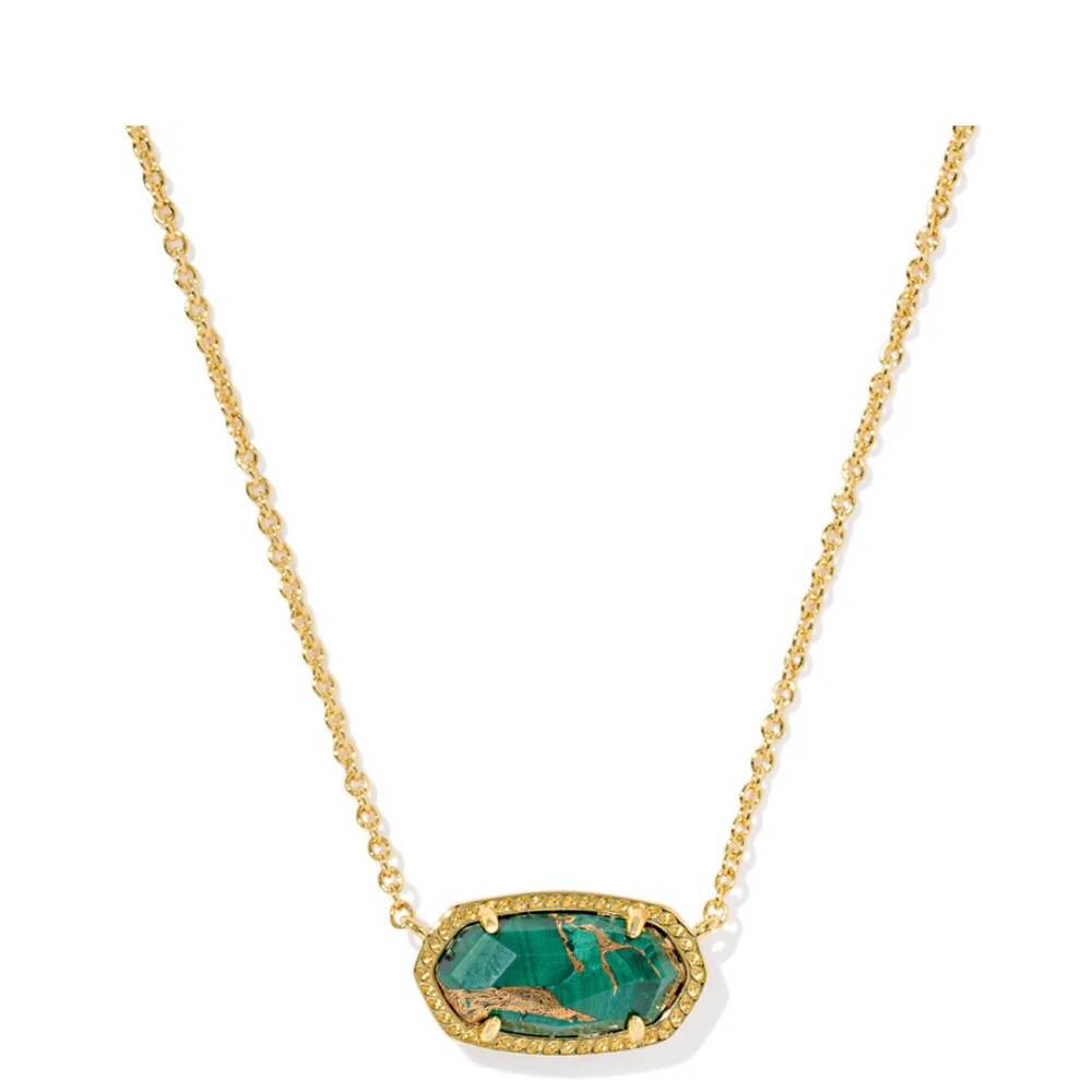Kendra Scott Gold Necklace with Green emerald Pendant